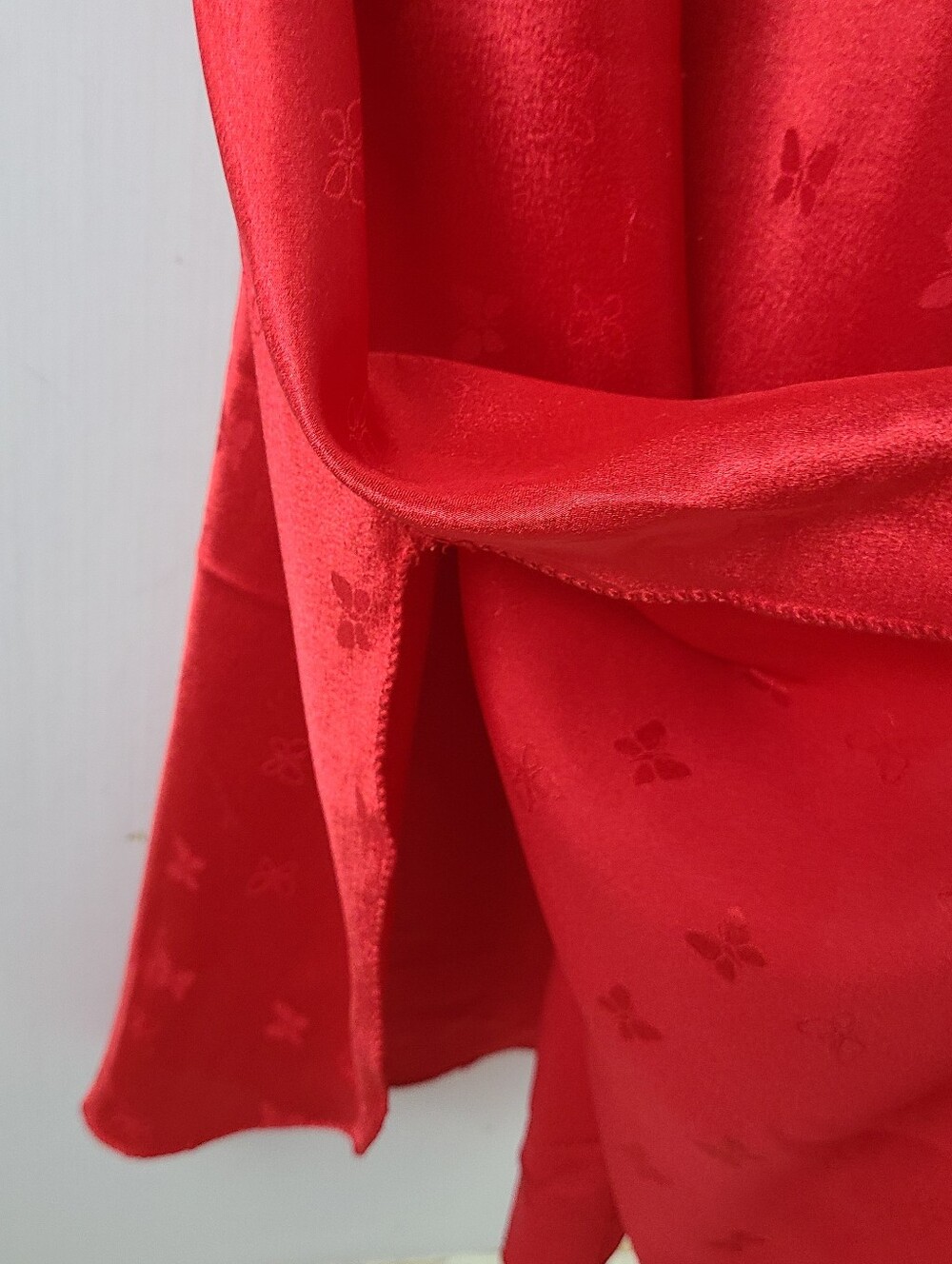 Vintage Red Butterfly Jacquard Print 90s Slip Dress - Picture 5 of 8